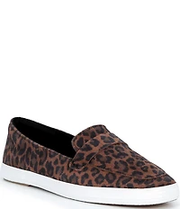 Keds Square Toe Leopard Print Suede Loafers