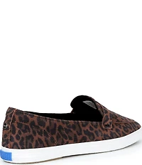 Keds Square Toe Leopard Print Suede Loafers