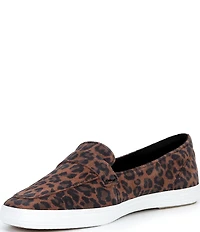 Keds Square Toe Leopard Print Suede Loafers