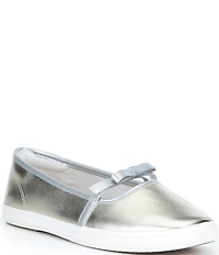 Keds Square Toe Mini Bow Metallic Leather Mary Janes