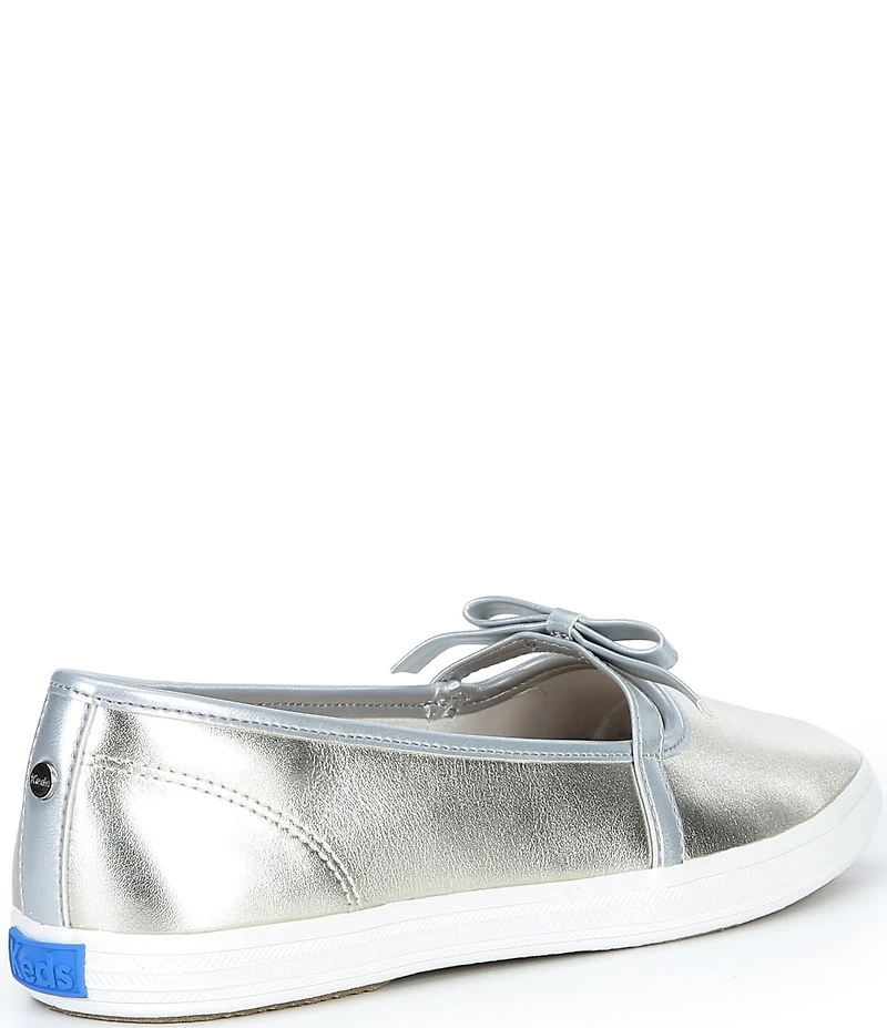 Keds Square Toe Mini Bow Metallic Leather Mary Janes