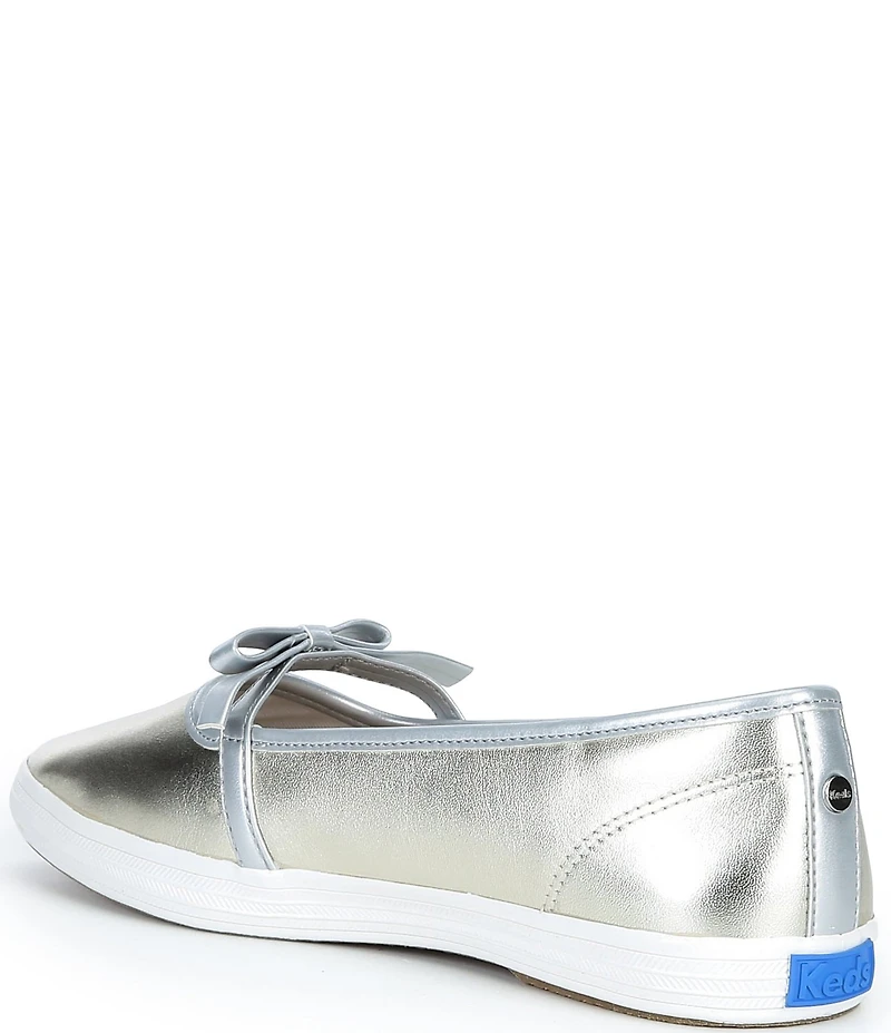 Keds Square Toe Mini Bow Metallic Leather Mary Janes
