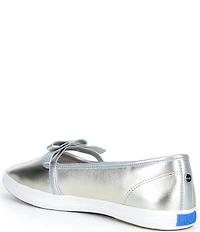 Keds Square Toe Mini Bow Metallic Leather Mary Janes