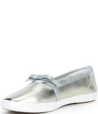 Keds Square Toe Mini Bow Metallic Leather Mary Janes