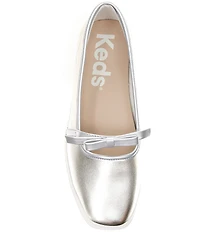 Keds Square Toe Mini Bow Metallic Leather Mary Janes