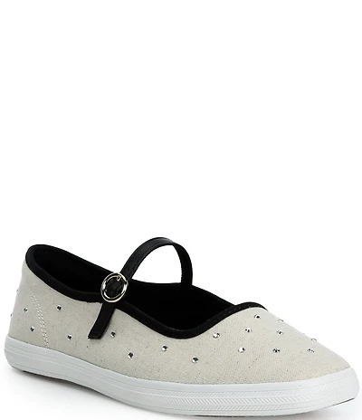 Keds Square Toe Woven Rhinestone Mary Janes