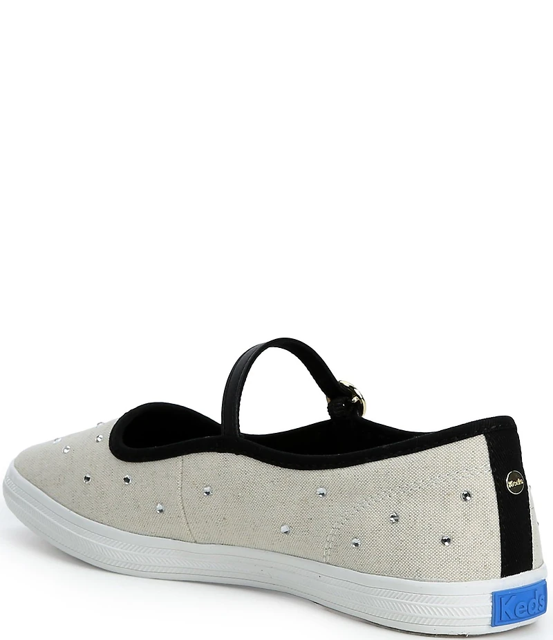 Keds Square Toe Woven Rhinestone Mary Janes
