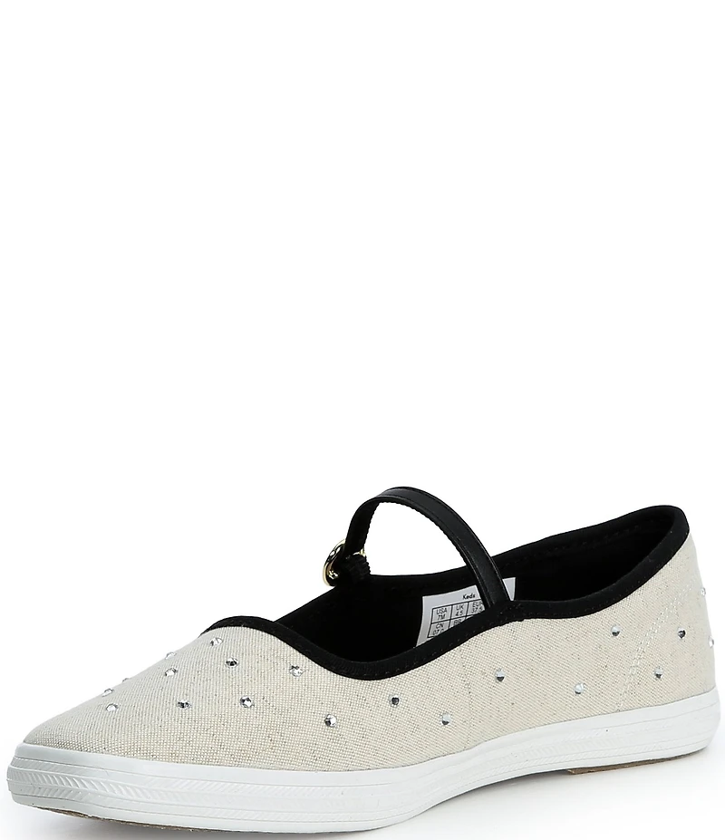 Keds Square Toe Woven Rhinestone Mary Janes