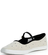 Keds Square Toe Woven Rhinestone Mary Janes