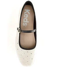 Keds Square Toe Woven Rhinestone Mary Janes