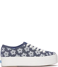 Keds Triple Up Daisy Embroidered Chambray Platform Sneakers