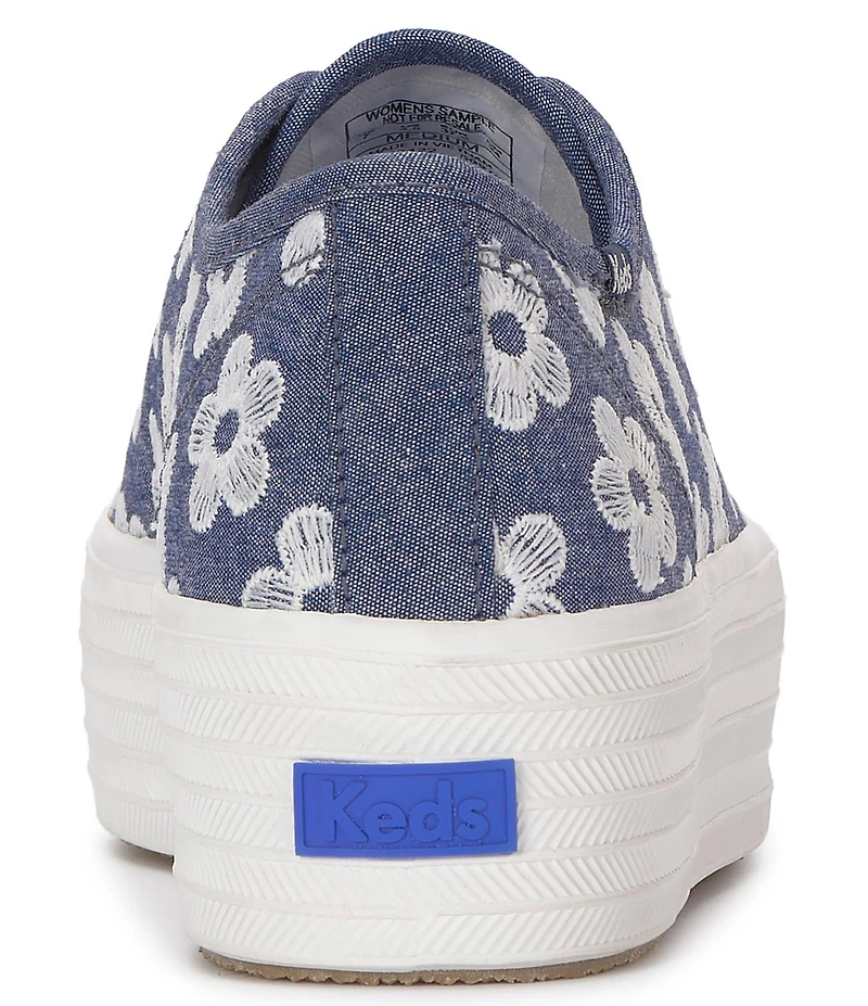 Keds Triple Up Daisy Embroidered Chambray Platform Sneakers