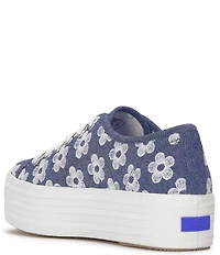 Keds Triple Up Daisy Embroidered Chambray Platform Sneakers