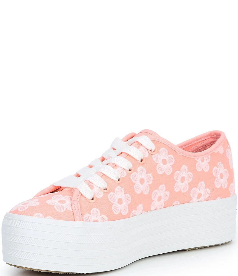 Keds Triple Up Floral Embroidered Canvas Platform Sneakers