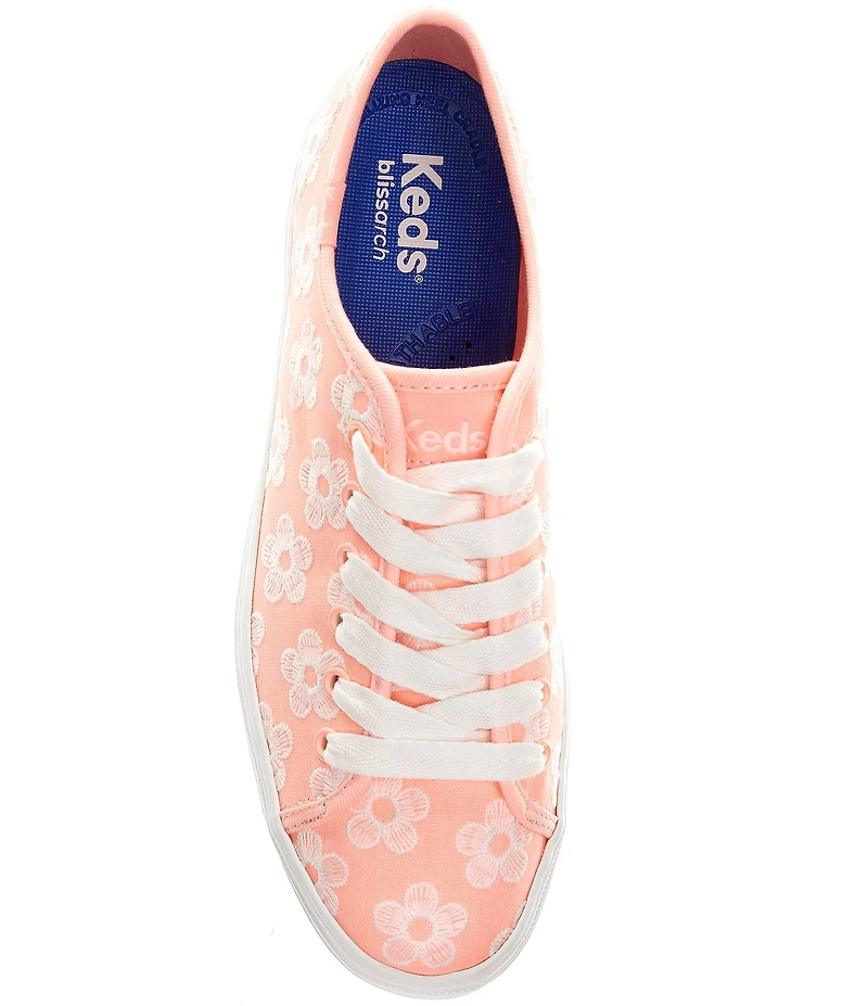 Keds Triple Up Floral Embroidered Canvas Platform Sneakers
