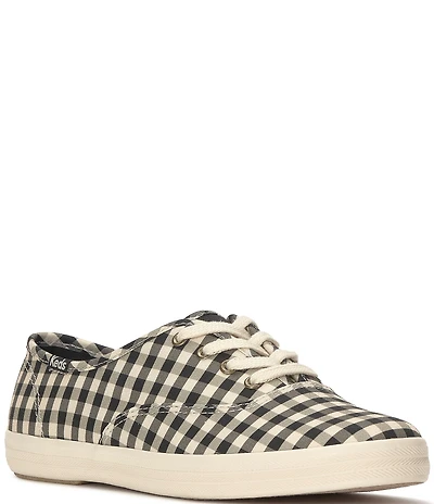 Keds Women's Champion Gingham Print Canvas Lace Up Sneakers