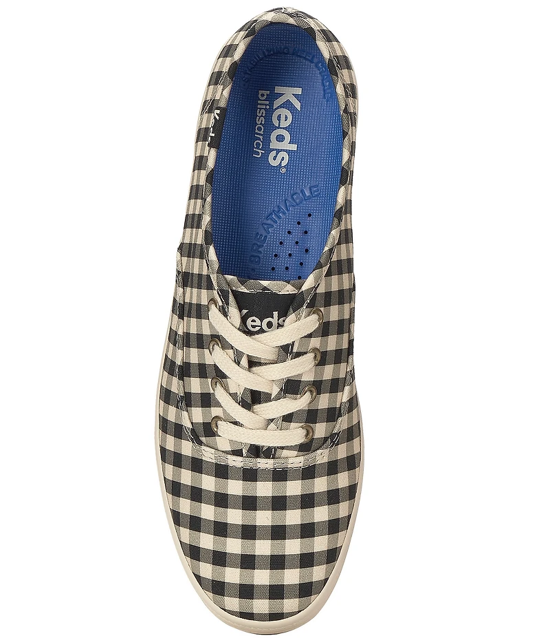 Keds Women's Champion Gingham Print Canvas Lace Up Sneakers