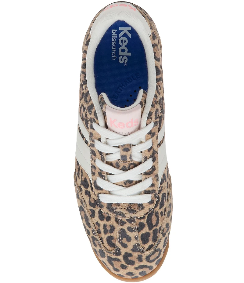 Keds Women's Revival Leopard Print Suede Lace Up Sneakers