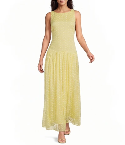 Kelly Grace Boat Neck Sleeveless Drop Waist Flowy Maxi Dress