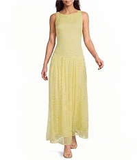 Kelly Grace Boat Neck Sleeveless Drop Waist Flowy Maxi Dress