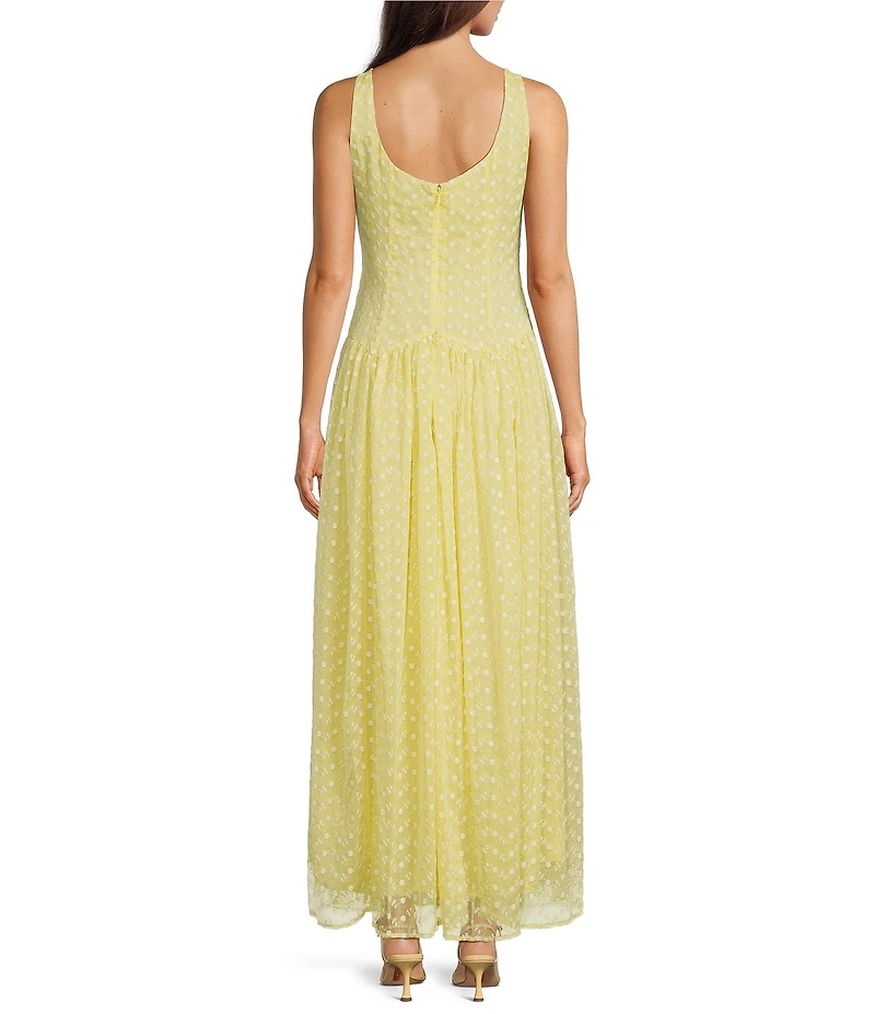 Kelly Grace Boat Neck Sleeveless Drop Waist Flowy Maxi Dress
