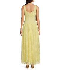 Kelly Grace Boat Neck Sleeveless Drop Waist Flowy Maxi Dress