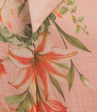 Kelly Grace Floral Print Linen Blend Halter Tie Back Flowy Maxi Dress