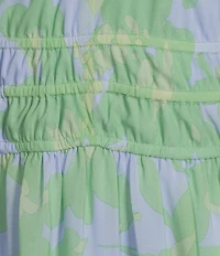 Kelly Grace Floral Print V-Neck Long Sleeve Ruffle Hem Maxi Dress