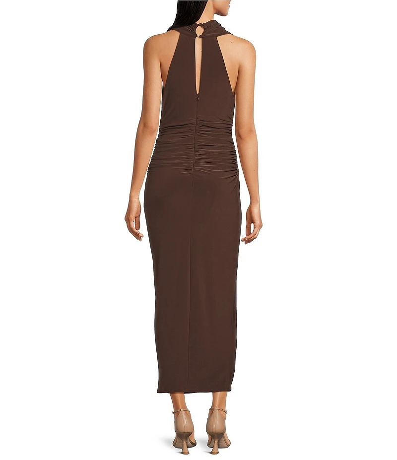 Kelly Grace Matte Jersey Cowl Neck Hardware Midi Dress