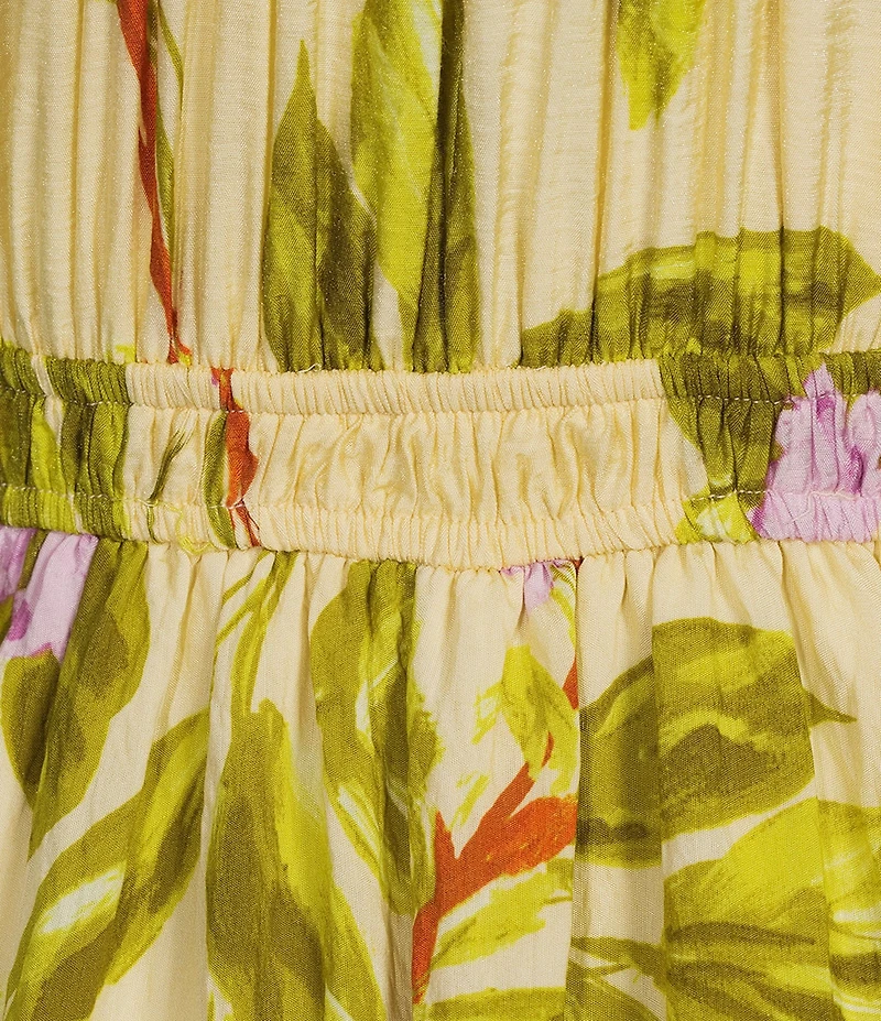 Kelly Grace Sleeveless Floral Printed Scoop Neck Sleeveless A-Line Midi Dress