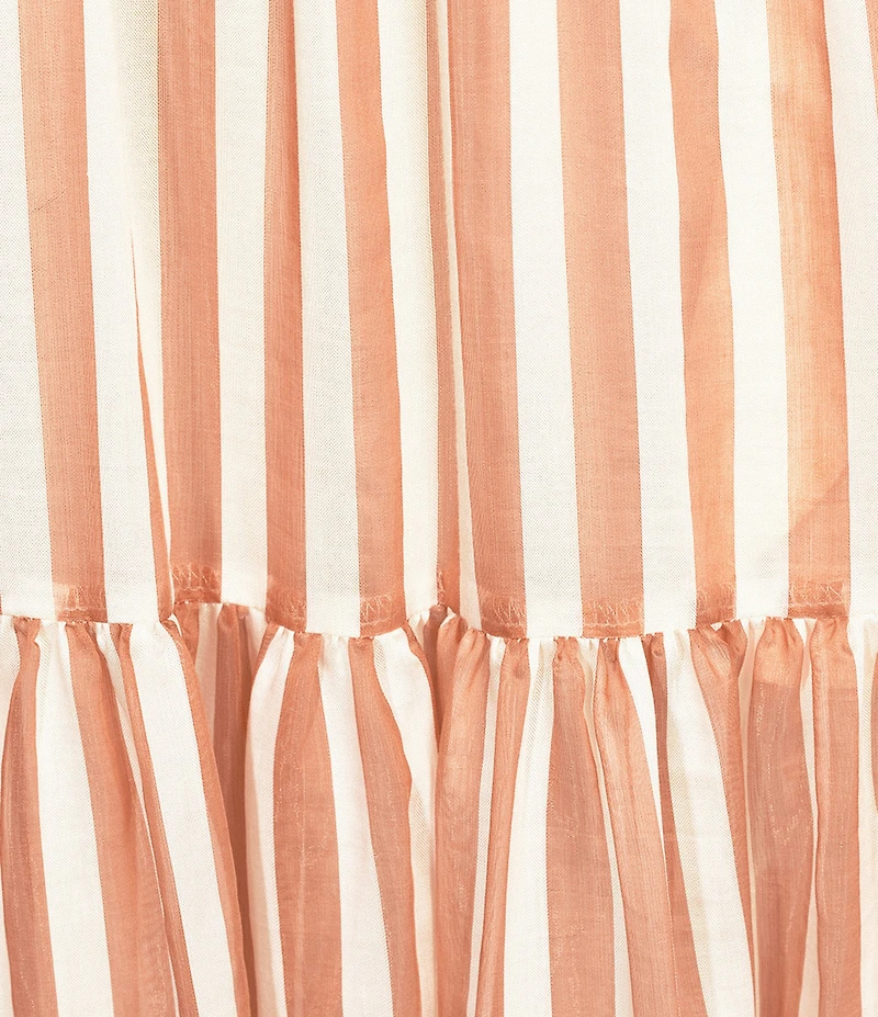 Kelly Grace Stripe Short Puff Sleeve V-Neck A-Line Maxi Dress