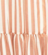 Kelly Grace Stripe Short Puff Sleeve V-Neck A-Line Maxi Dress