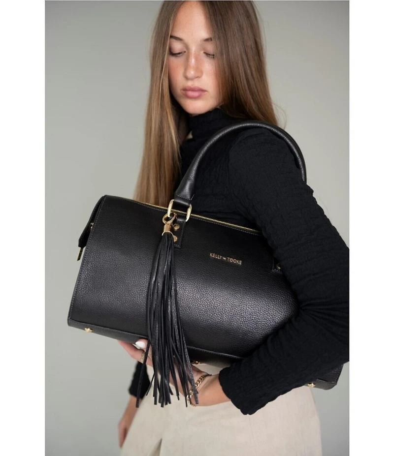 Kelly-Tooke Soho Leather Barrel Tassel Satchel Bag