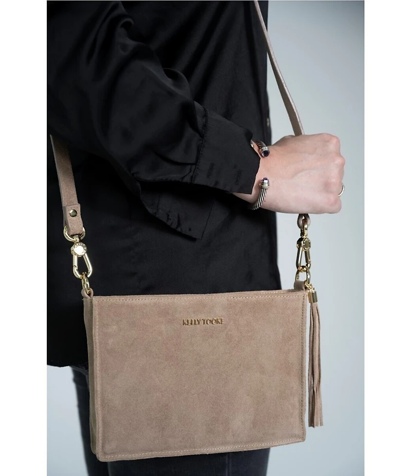 Kelly-Tooke Topo Suede Crossbody Clutch