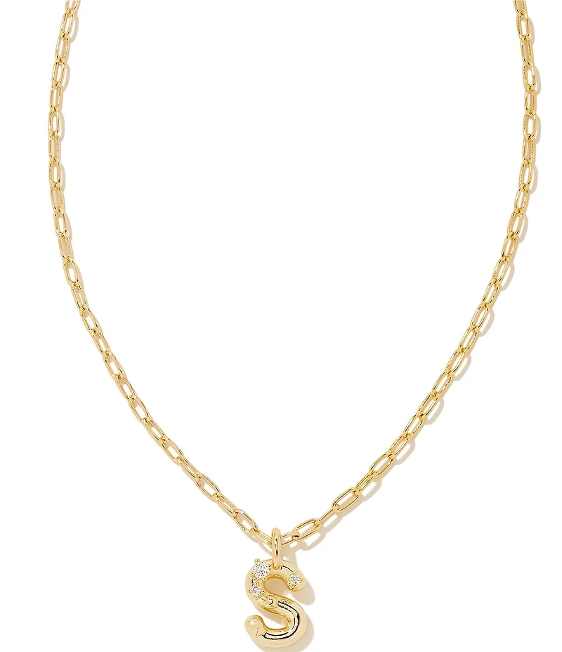 Kendra Scott Crystal Initial Gold Short Pendant Chain Necklace