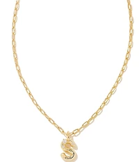 Kendra Scott Crystal Initial Gold Short Pendant Chain Necklace