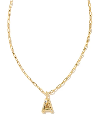 Kendra Scott Crystal Initial Gold Short Pendant Chain Necklace