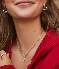 Kendra Scott Crystal Initial Gold Short Pendant Chain Necklace