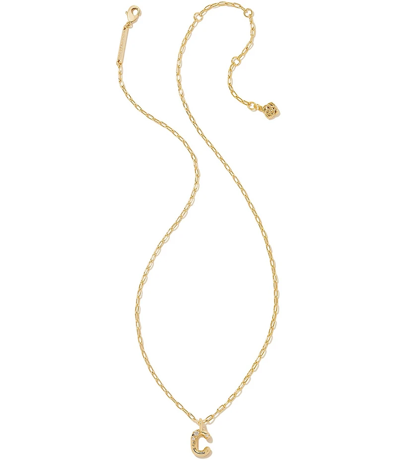 Kendra Scott Crystal Initial Gold Short Pendant Chain Necklace