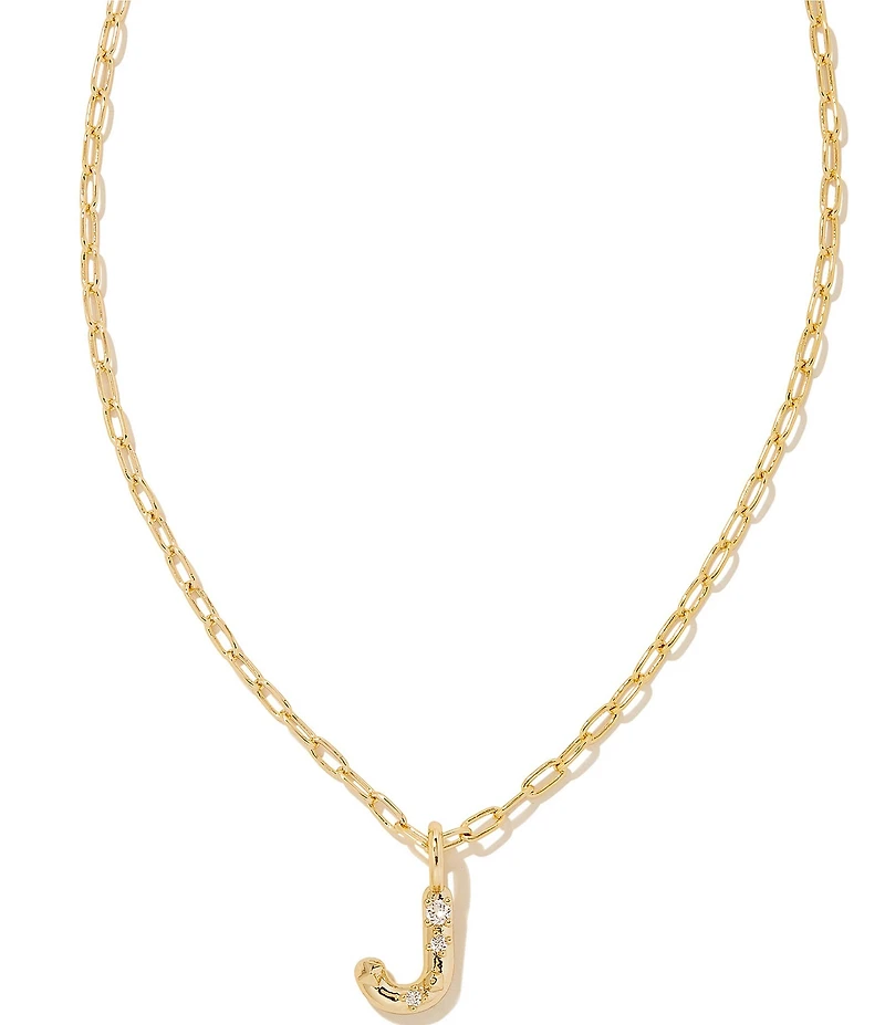 Kendra Scott Crystal Initial Gold Short Pendant Chain Necklace