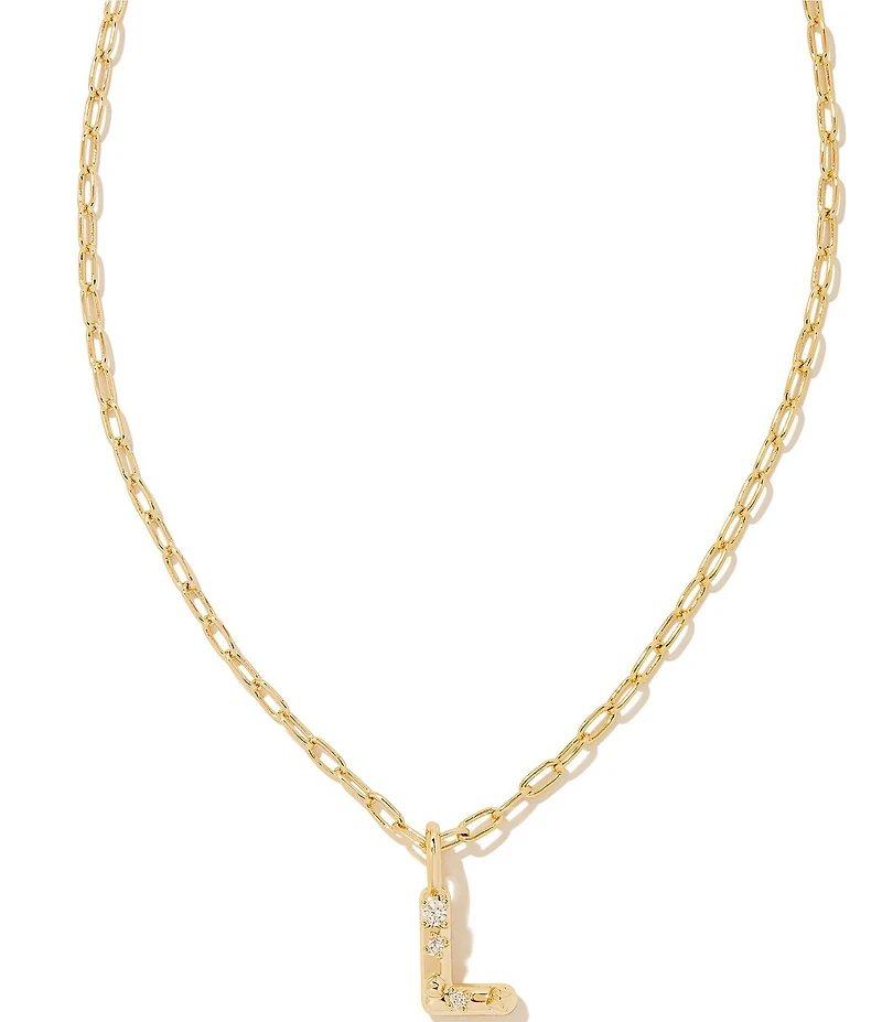 Kendra Scott Crystal Initial Gold Short Pendant Chain Necklace