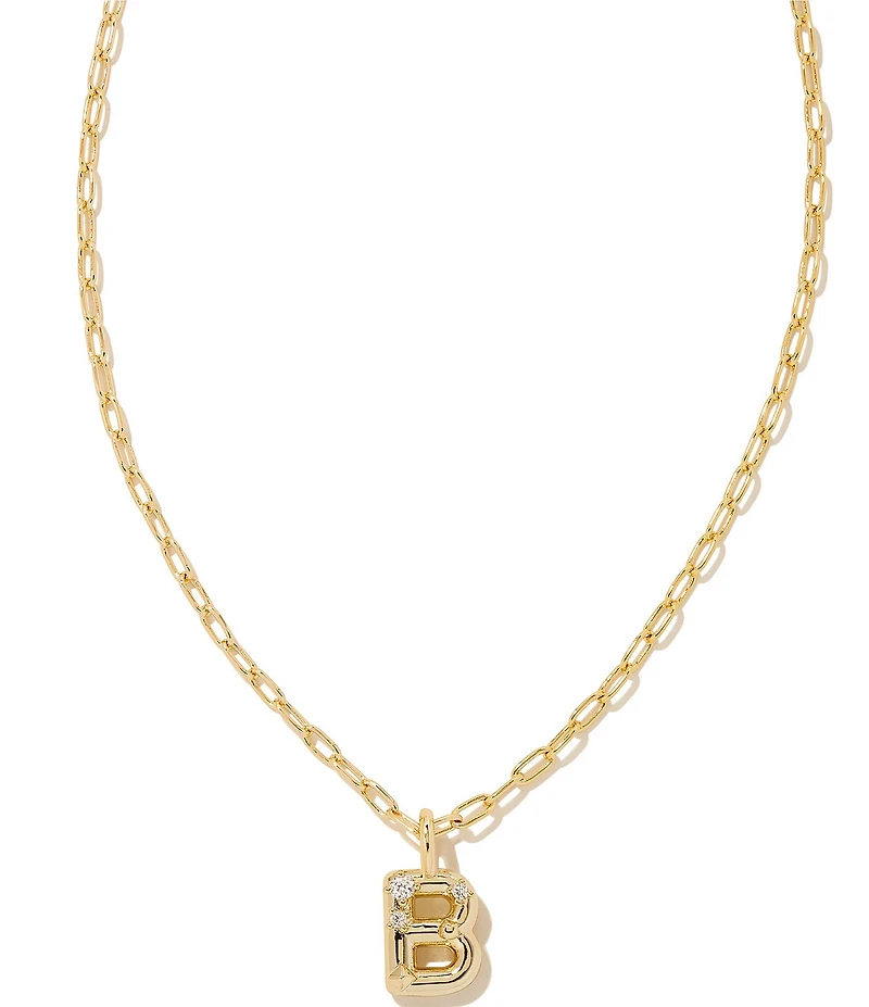 Kendra Scott Crystal Initial Gold Short Pendant Chain Necklace