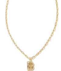 Kendra Scott Crystal Initial Gold Short Pendant Chain Necklace