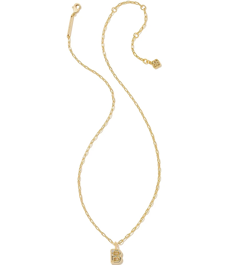 Kendra Scott Crystal Initial Gold Short Pendant Chain Necklace