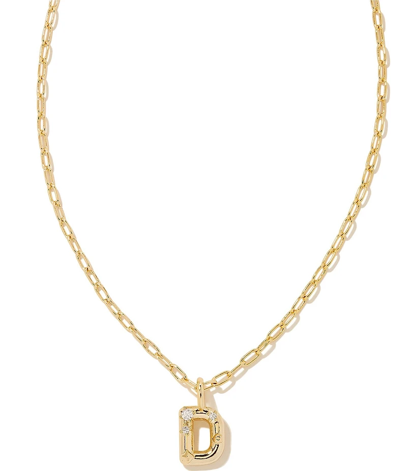 Kendra Scott Crystal Initial Gold Short Pendant Chain Necklace
