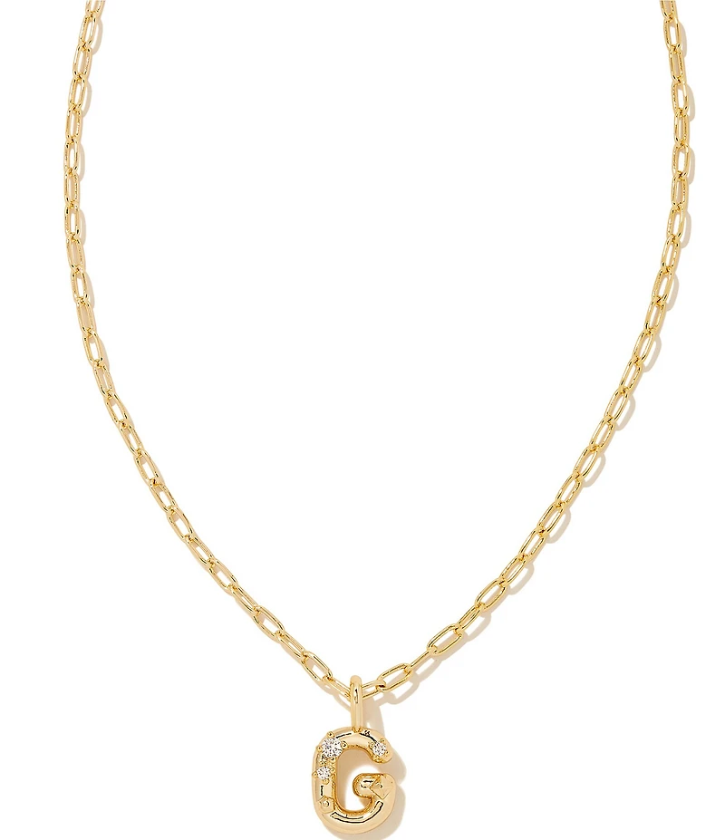 Kendra Scott Crystal Initial Gold Short Pendant Chain Necklace