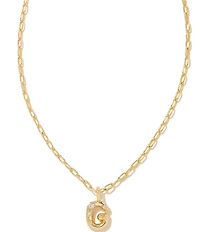 Kendra Scott Crystal Initial Gold Short Pendant Chain Necklace