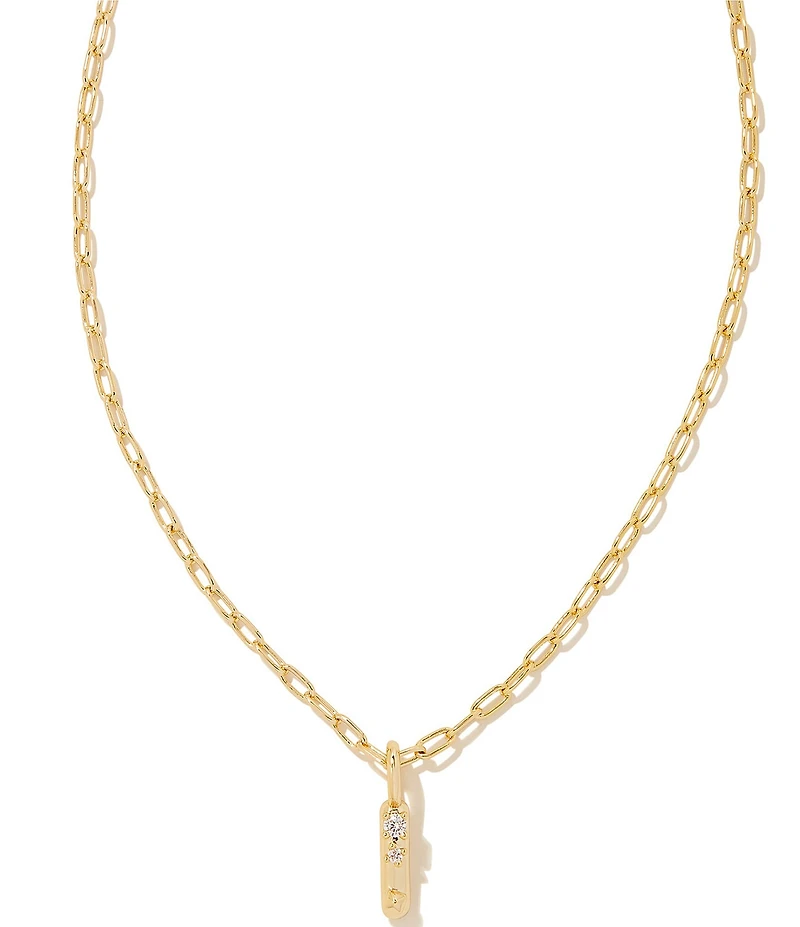 Kendra Scott Crystal Initial Gold Short Pendant Chain Necklace