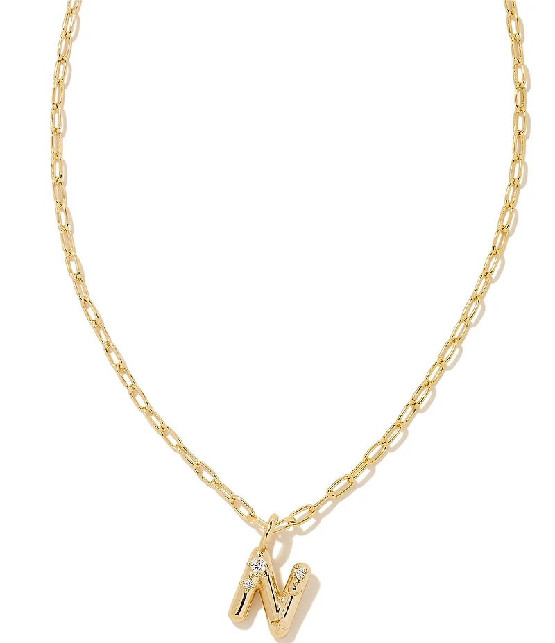 Kendra Scott Crystal Initial Gold Short Pendant Chain Necklace
