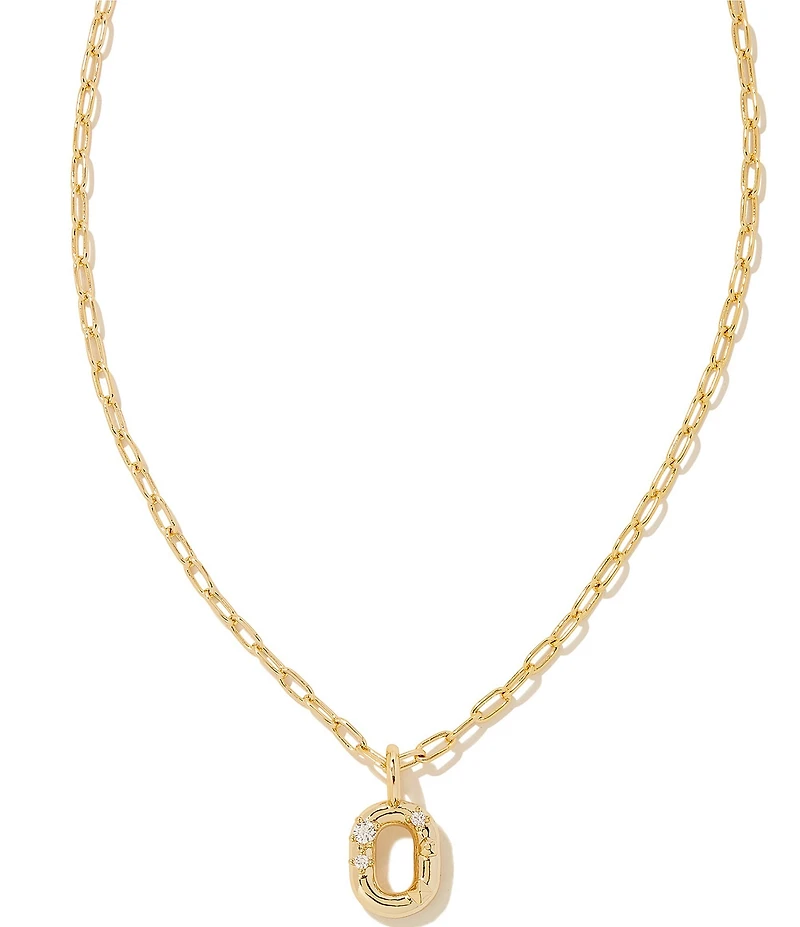 Kendra Scott Crystal Initial Gold Short Pendant Chain Necklace